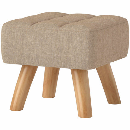 Brown Linen-Look Footstool, Padded, 110 kg Capacity
