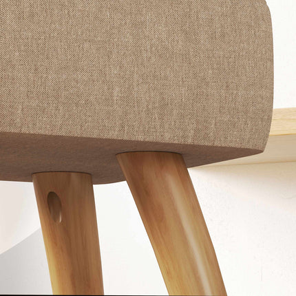Brown Linen-Look Footstool, Padded, 110 kg Capacity