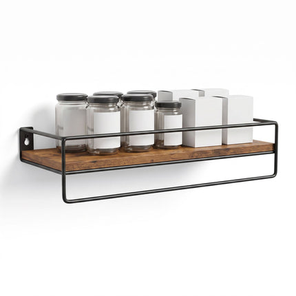 Brown MDF Wall Shelves, Set of 2, 40x15.5 cm