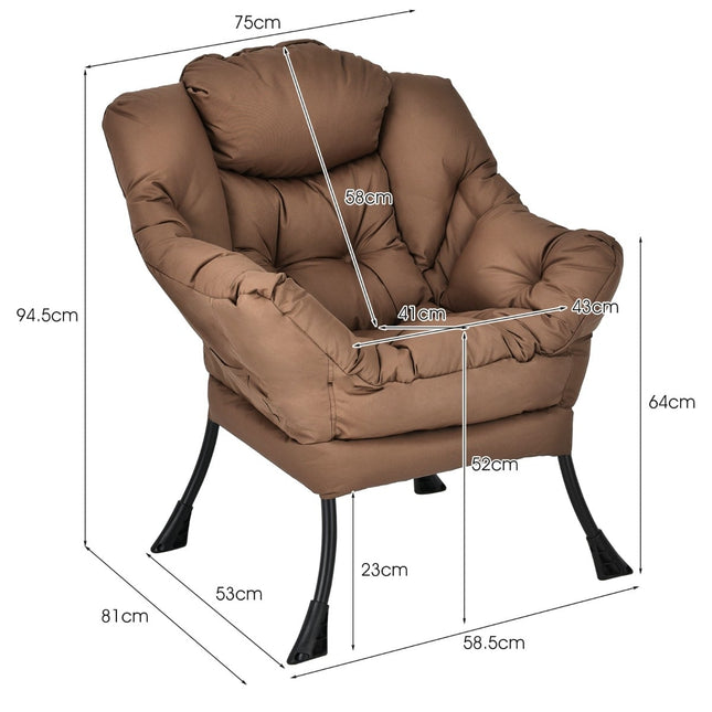 Bruine gewatteerde fauteuil met zijvak - draagvermogen 114 kg