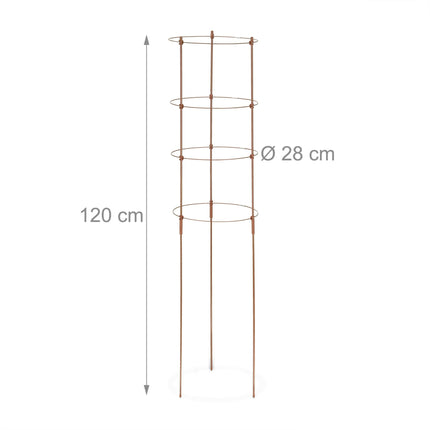 Brown Plant Supports with Rings, 120 cm