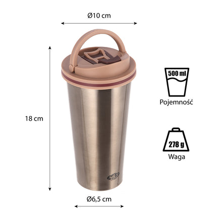 Brown Thermal Cup – Insulated, Reusable, 18 oz