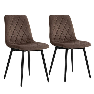 Brown Velvet Dining Chairs, Set of 2 – Modern Upholstered Seats