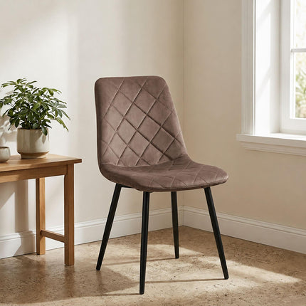 Brown Velvet Dining Chairs, Set of 2 – Modern Upholstered Seats