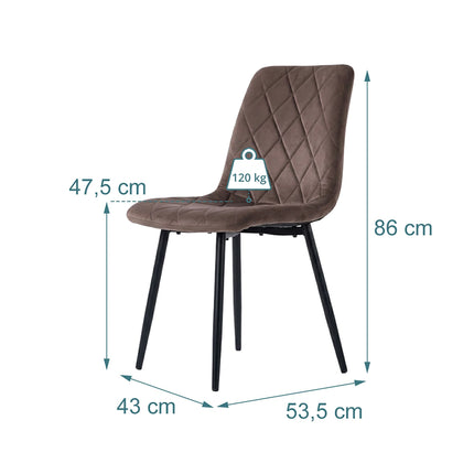 Brown Velvet Dining Chairs, Set of 2 – Modern Upholstered Seats