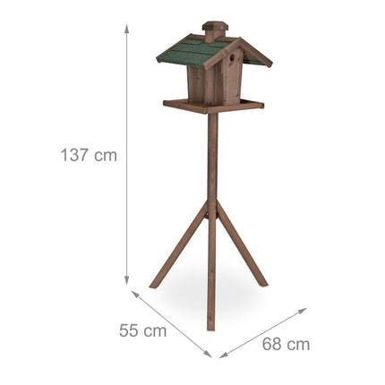 Brown bird table on pole