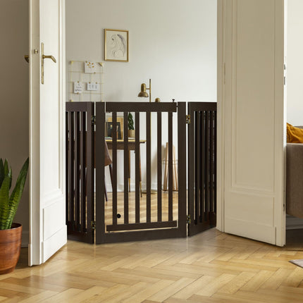 Brown security gate with door 70 cm