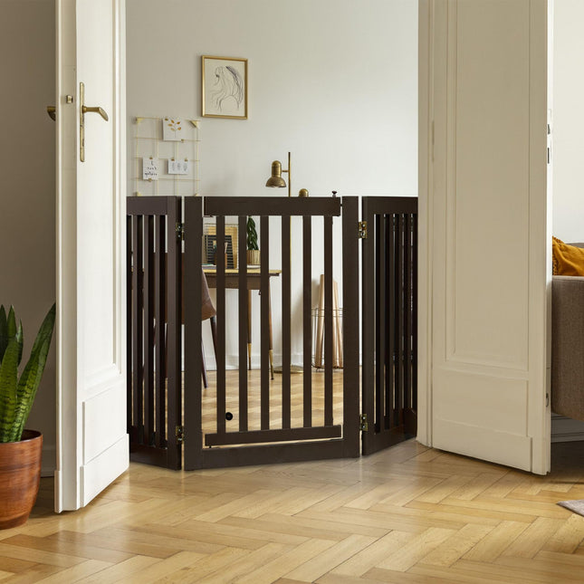 Brown security gate with door 70 cm