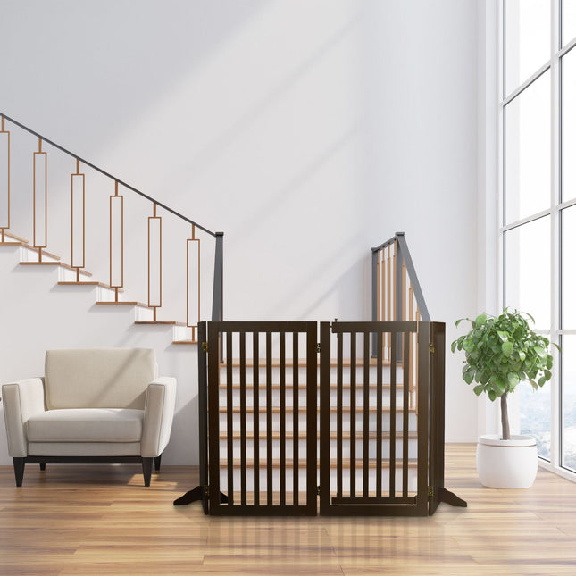 Brown security gate with door 92 cm