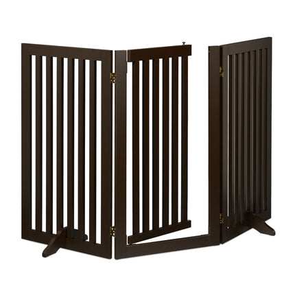 Brown security gate with door 92 cm