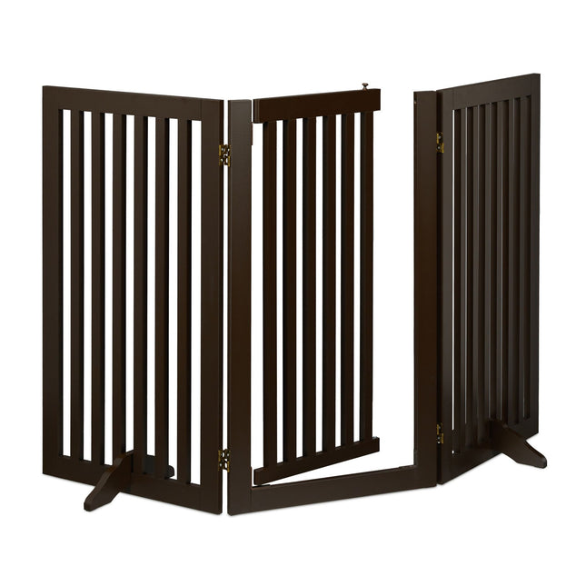 Brown security gate with door 92 cm