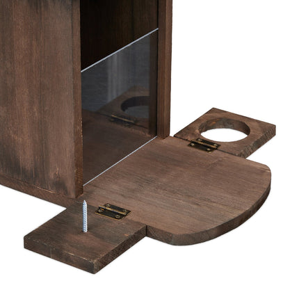Brown squirrel feeder with bowl