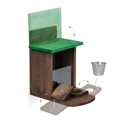 Brown squirrel feeder with bowl