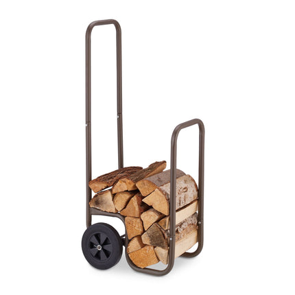 Brown wood cart with rubber tires