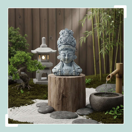 Buddha Bust Sculpture, 44cm, Weatherproof Polyresin