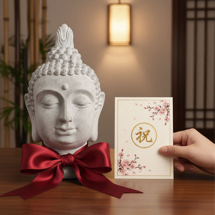 Buddha Head Sculpture, 78cm, Weatherproof Polyresin
