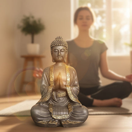 Buddha Statue 38cm, Weather-Resistant Polyresin