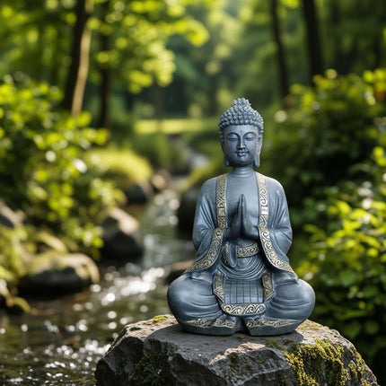 Buddha Statue 38cm, Weather-Resistant Polyresin
