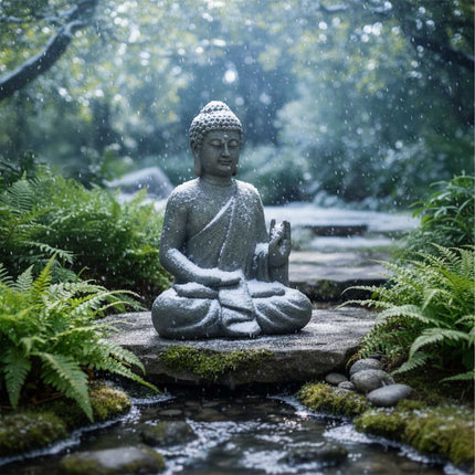 Buddha Statue 52cm, Weatherproof Polyresin, Stone Finish