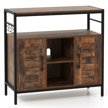 Buffet cabinet with 2 doors & open compartments & adjustable shelves & 3 hooks sideboard