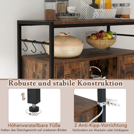 Buffet cabinet with 2 doors & open compartments & adjustable shelves & 3 hooks sideboard