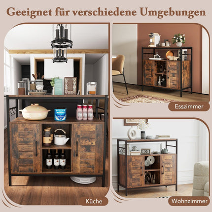 Buffet cabinet with 2 doors & open compartments & adjustable shelves & 3 hooks sideboard
