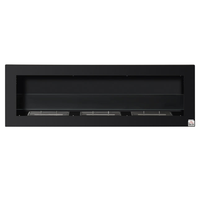 Built-In Ethanol Fireplace, 3 Burners, 120cm, Black