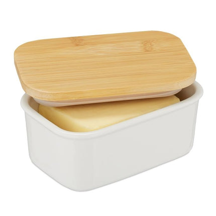 Butter dish ceramic &amp; bamboo