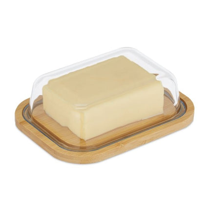 Butter dish in bamboo and glass