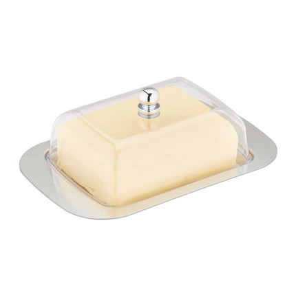 Butter dish in stainless steel and plastic