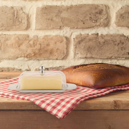 Butter dish in stainless steel and plastic
