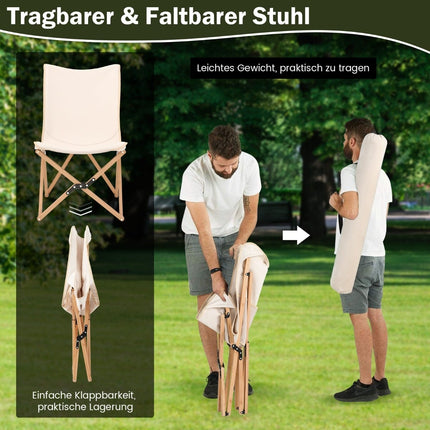 Butterfly Folding Chair Set of 2, Bamboo, Beige, 150kg Capacity