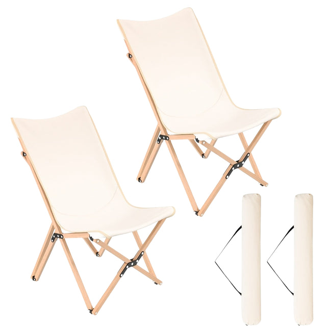 Butterfly Folding Chair Set of 2, Bamboo, Beige, 150kg Capacity