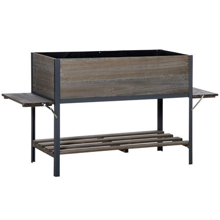 Raised bed pot with collapsible shelves, solid wood, 140cm