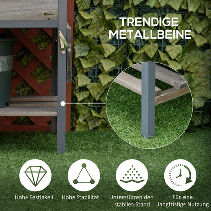 Raised bed pot with collapsible shelves, solid wood, 140cm