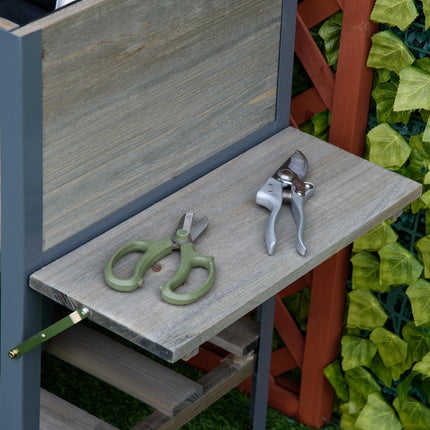 Raised bed pot with collapsible shelves, solid wood, 140cm