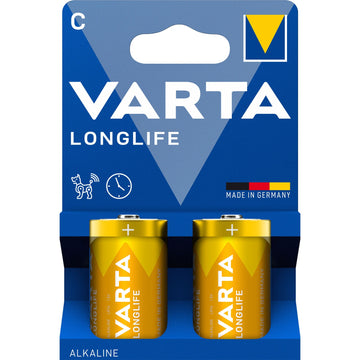 C Batteries 2-Pack, Long-Lasting Alkaline