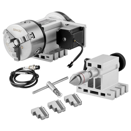 CNC 4th Axis Rotary Indexing Head, 100mm 3-Jaw Chuck