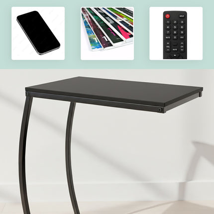 C-Shaped End Table – Metal & MDF, Sofa & Bed Use