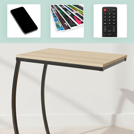 C-Shaped End Table – Metal & MDF, Sofa & Bed Use