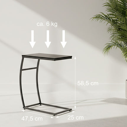 C-Shaped End Table – Metal & MDF, Sofa & Bed Use