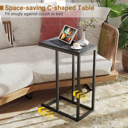 C-Shaped Side Table, Industrial MDF Steel, 48x28x59cm