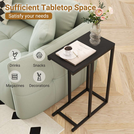 C-Shaped Side Table, Industrial MDF Steel, 48x28x59cm