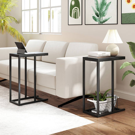 C-Shaped Side Table, Industrial MDF Steel, 48x28x59cm