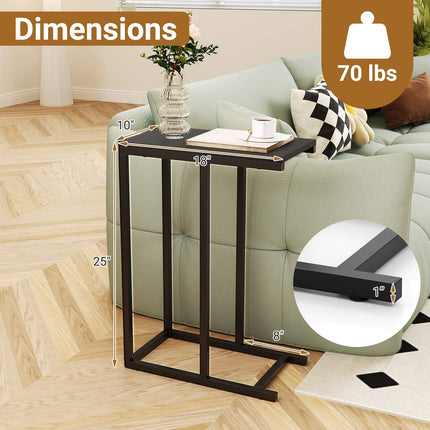 C-Shaped Side Table, Industrial MDF Steel, 48x28x59cm