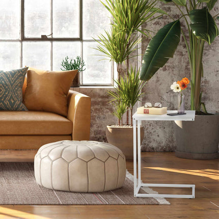 C-Shaped Side Table White