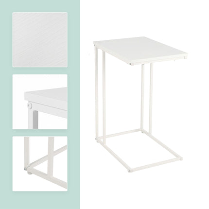 C-Shaped Side Table – Wood-Effect Top, Metal Frame