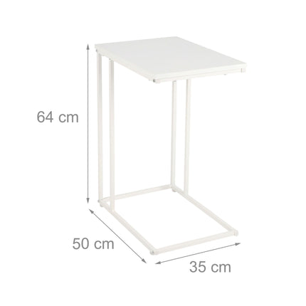 C-Shaped Side Table – Wood-Effect Top, Metal Frame