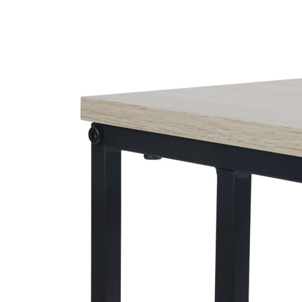 C-Shaped Side Table, Wood-Effect Top, Metal Frame