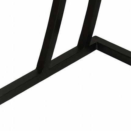 C-Shaped Side Table with Drawer – Wood & Metal